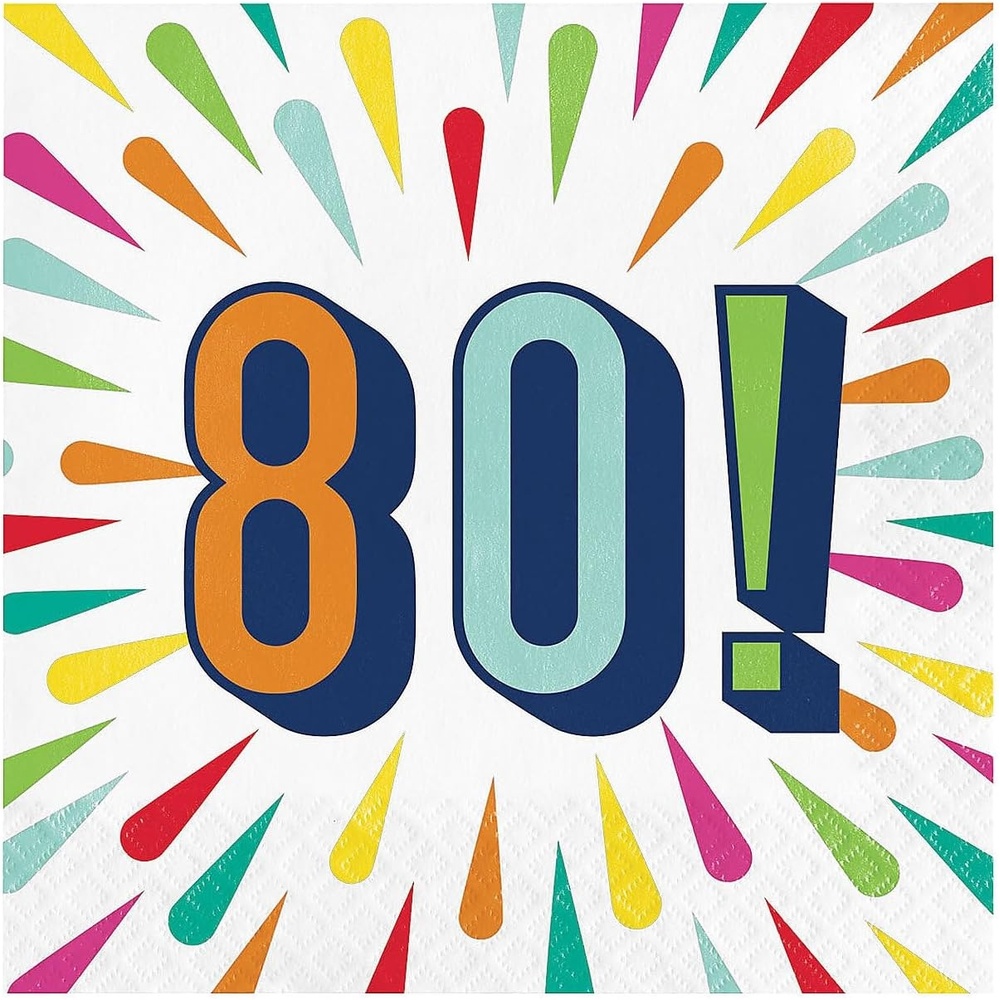 image:image80th Birthday Burst Luncheon Napkins 16 Pieces