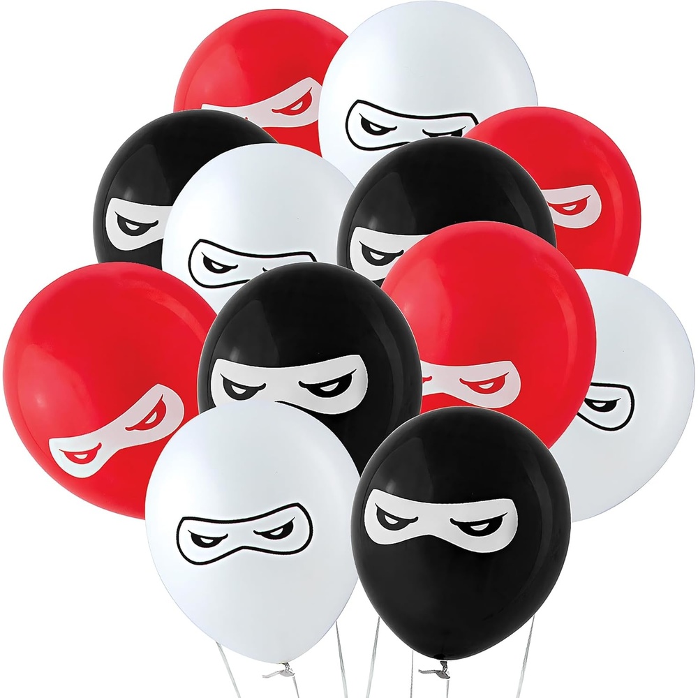 image:imageAssorted Colors Ninja Warriors Latex Balloons 11 24 Pieces Perfect Party Decoration for Birthdays and NinjaThemed Parties