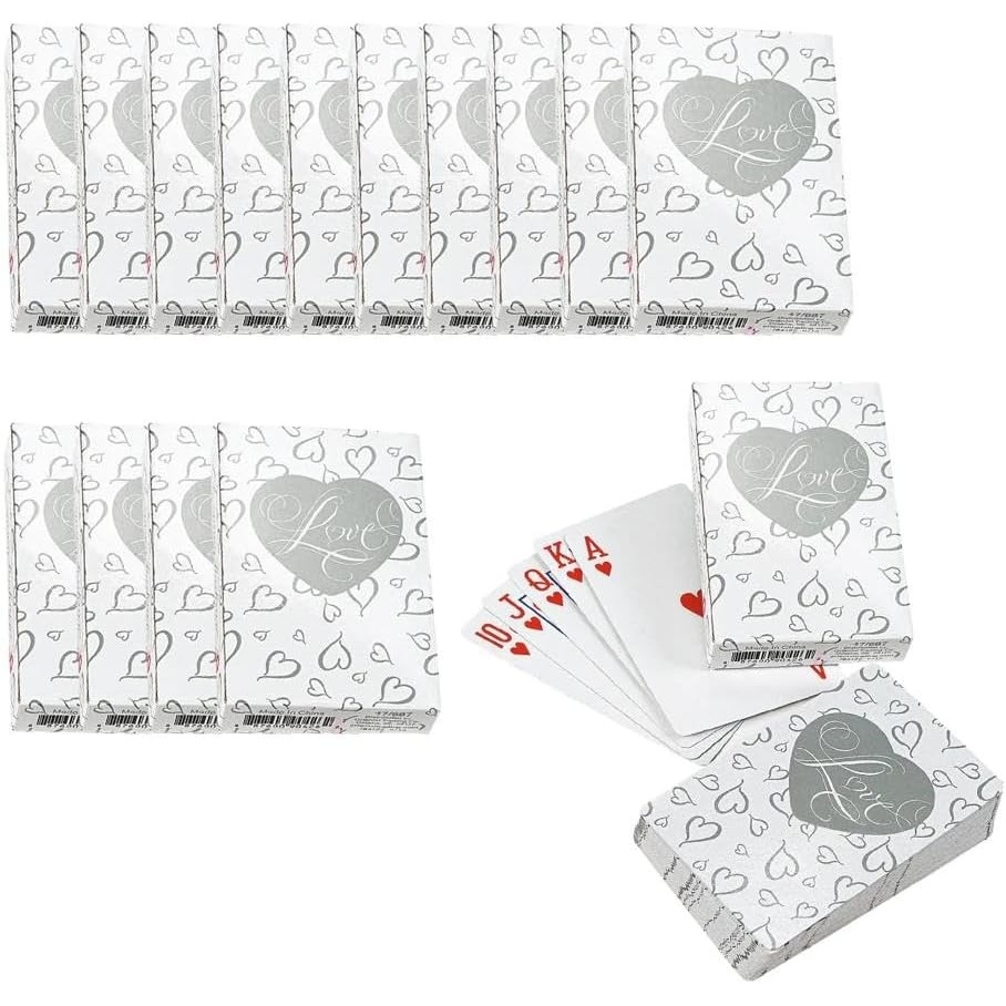 image:imageFun Express 3 12 Bulk 48 Pc Silver Hearts Love Wedding Playing Cards