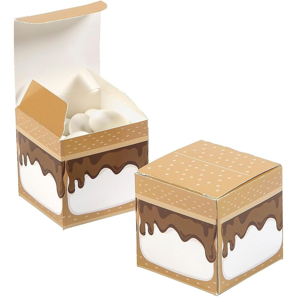 image:imageFun Express Campfire Smores Party Folding Favor Boxes 12Pack 2 x 2 x 2 Perfect for Smores amp Treats Ideal for Outdoor Gatherings Birthday Parties and Camping Brown Color 12 Pieces