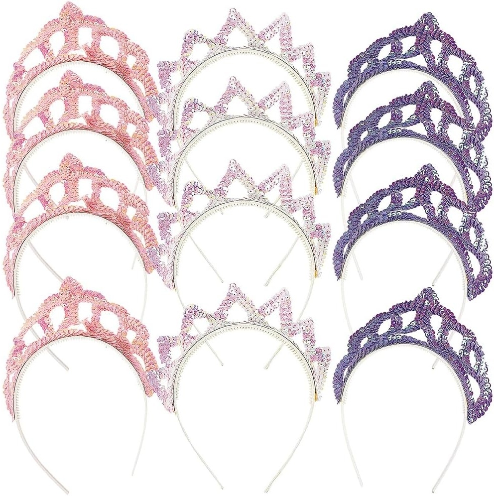 image:imageFun Express Pastel Sequin Princess Tiaras  Set of 12 crowns  Girls Birthday Party Dress up and Halloween Supplies