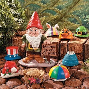 Fun Express Garden Gnomes Outdoor with 9 Interchangeable Hats – Seasonal gnome Garden Decor for Yard, Porch & Home | Holiday gnome Decorations Set with Welcome Sign for Spring Summer Fall Winter