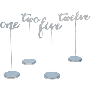 Silver Table Numbers (1-12 wooden calligraphy) Wedding and Party Supplies