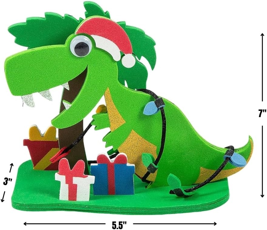 image:imageFestive Green 3D Christmas Dinosaur Craft Kit 7 x 3 x 55 12 Pcs Ideal for Kids Holiday Arts amp Crafts Projects DIY Decorations amp Gifts