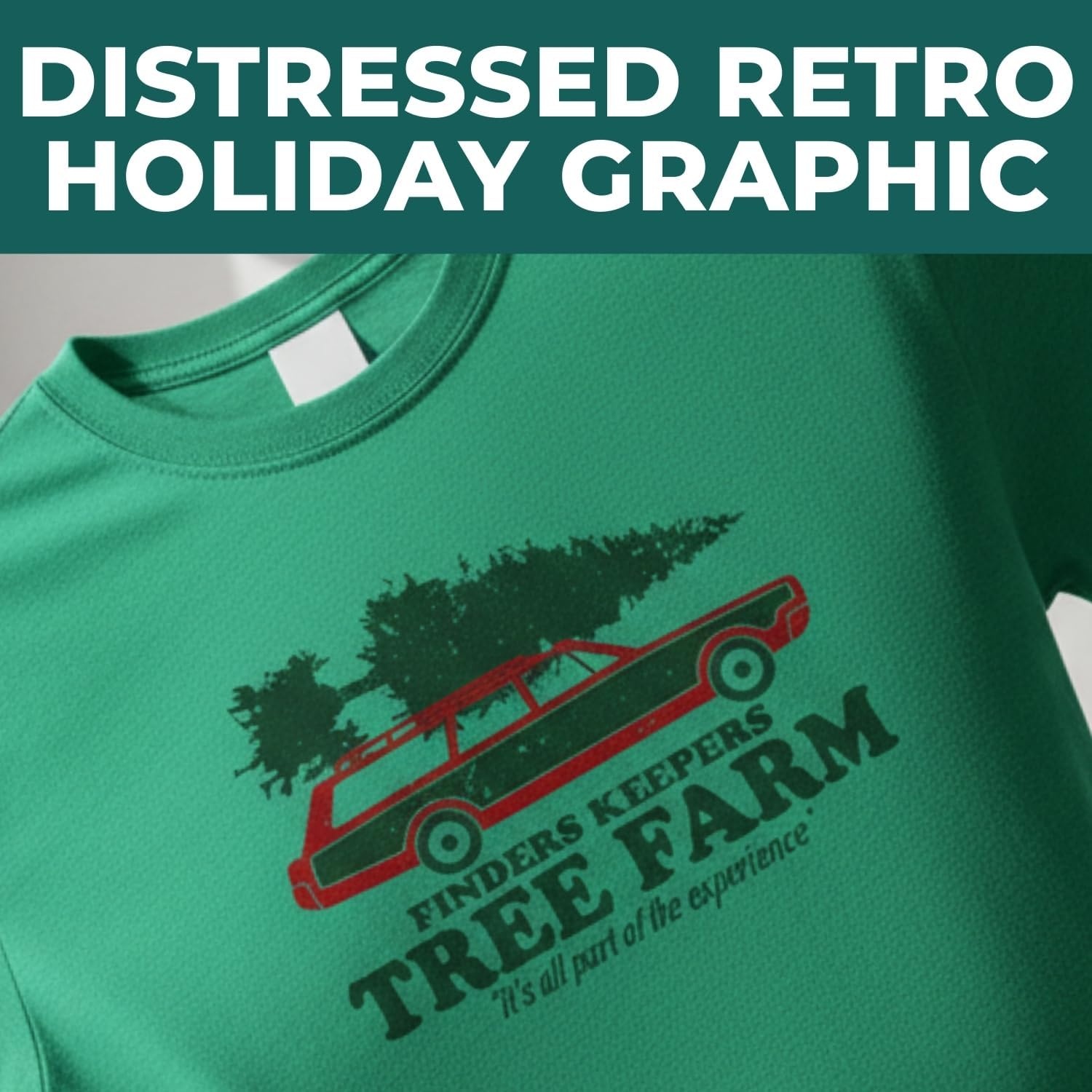 image:imageFruit of The Loom Green Vintage Christmas Tree Farm Mens TShirt 2XL Humorous Station Wagon CottonPoly Blend Graphic Tee Perfect for TreeCutting Trips Family Photos amp Holiday Parties
