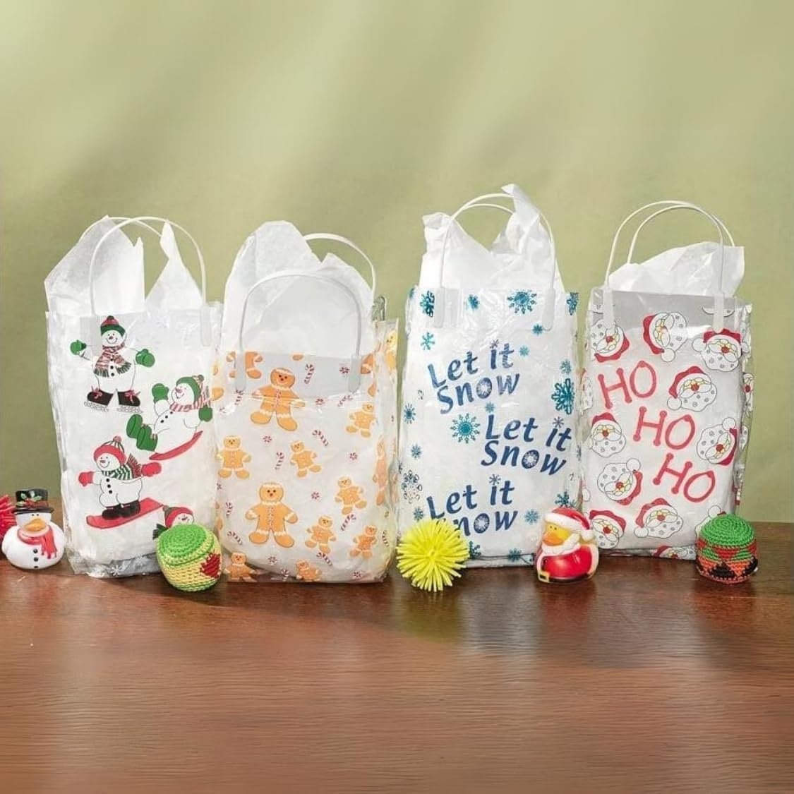 image:imageFun Express Cellophane Holiday Bags With Handles for Christmas Party Supplies Cellophane Bags 48 Pieces