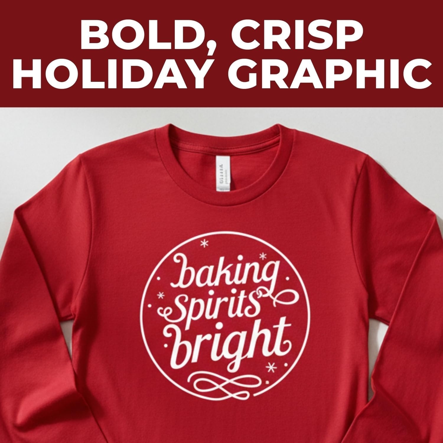 image:imageFun Express Unisex Adult Baking Spirits Bright LongSleeve Christmas TShirtRed