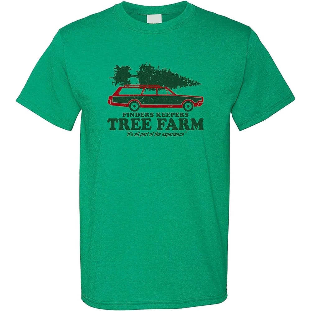 image:imageFruit of The Loom Green Vintage Christmas Tree Farm Mens TShirt 2XL Humorous Station Wagon CottonPoly Blend Graphic Tee Perfect for TreeCutting Trips Family Photos amp Holiday Parties