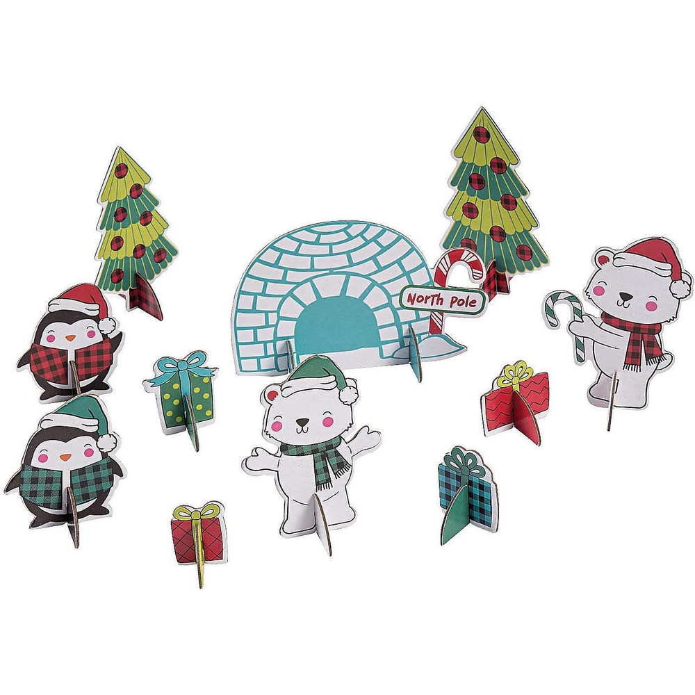 image:imageFun Express 3D Holiday Build amp Play Scene Kits Set of 12 Christmas Party Supplies