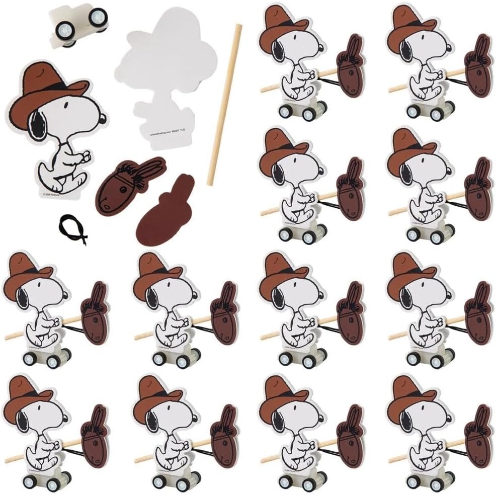 image:imageFun Express 4 Peanuts Western Snoopy PullBack Foam Craft Kit Makes 12
