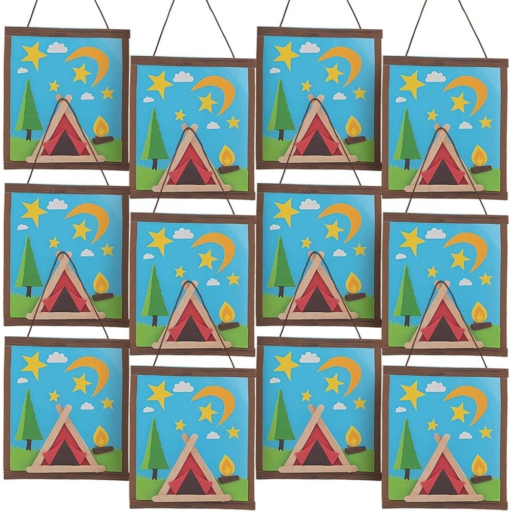image:imageFun Express Camp Signs Craft Kit for Kids DIY Craft Activities Vacation Bible School Summer Camps Special Occasions Creative Projects for Kids to Make Decorate Perfect for Parties 12 Pieces