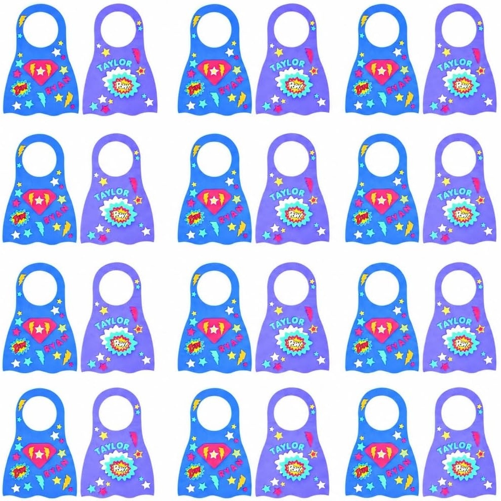 image:imageFun Express DIY Foam Superhero Door Hanger Kit Makes 24 Super Hero Party Favors Craft Activity for Kids Door Knob Sign with SelfAdhesive Foam Pieces Perfect for Birthday Decorations Classroom