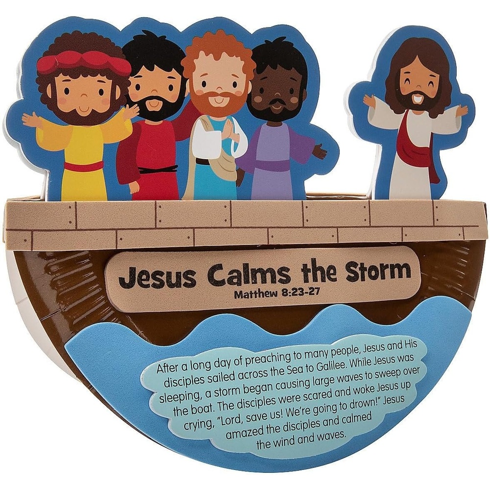 image:imageFun Express Jesus Calms The Storm Rocking Paper Plate Craft Kit Sunday School Crafts for Kids Ages 48 Christian Crafts amp Bible Activities for VBS Church Events amp Religious Education 12 Pieces