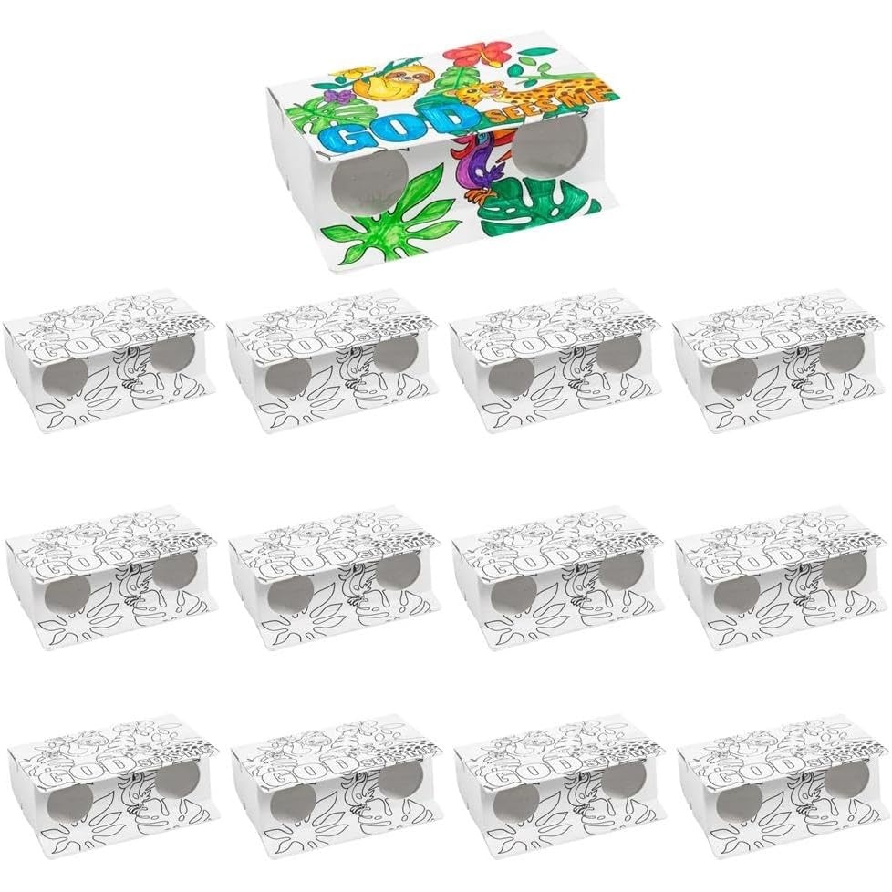 image:imageFun Express Rainforest VBS Color Your Own God Sees Me Binoculars Craft Kit 6 34 x 9 34 Makes 12