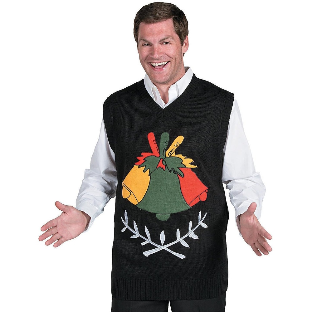 image:imageFun Express Ugly Sweater Bell Vest Festive Holiday Apparel Accessory with Jingle Bells for Christmas Parties Fun Holiday Spirit Black Perfect for Ugly Sweater Contests and Celebrations 1 Piece