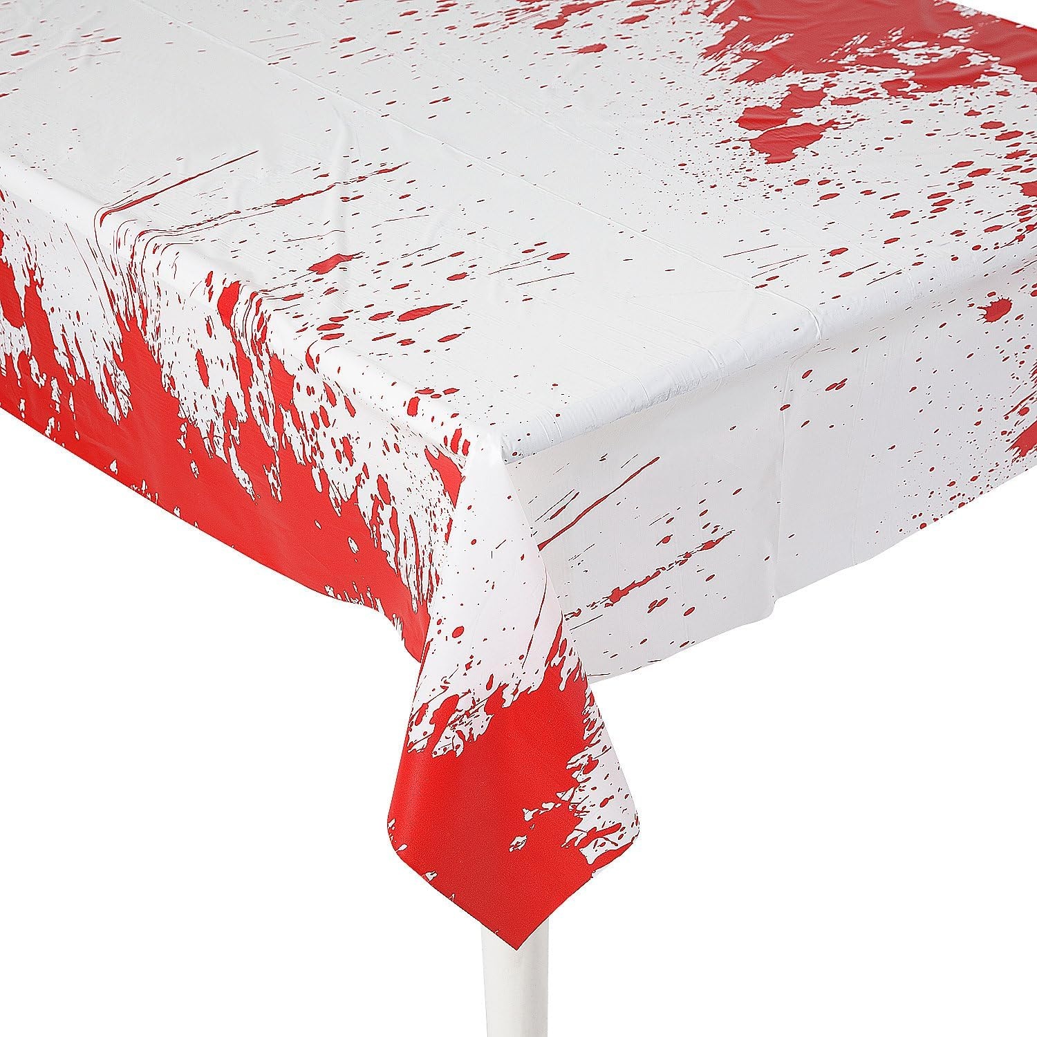 image:imageFun Express 40 x 100 Ft Halloween Horror Party Red amp White Disposable Plastic Tablecloth Roll