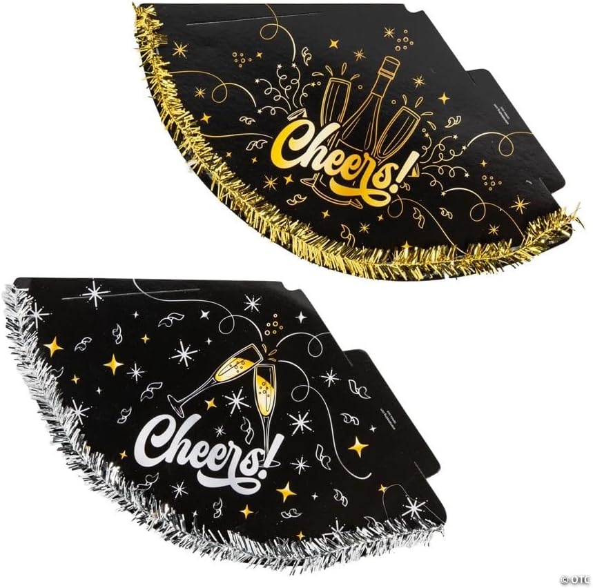 image:imageFun Express 6 12 New Years Eve Cheers Cone Paper Party Hats with Metallic Foil Fringe 12 Pieces