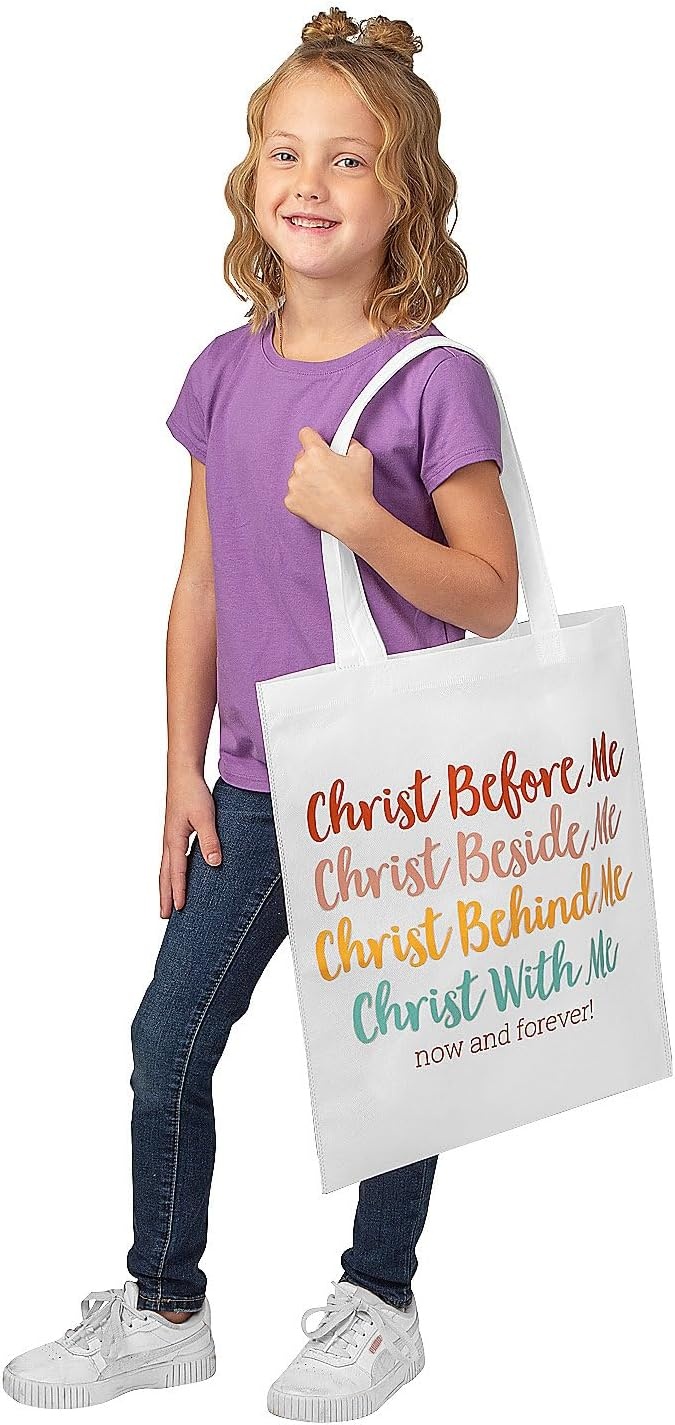 image:imageFun Express Christ Beside Me Nonwoven Tote Bags Large 15 x 17 12 Pieces