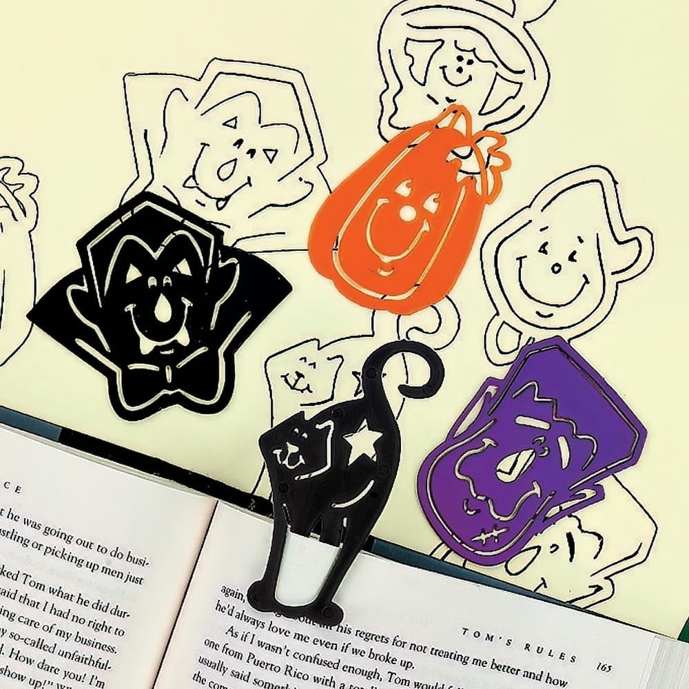 image:imageHalloween Stencil Bookmarks Bulk Set of 144 Pumpkins Cats Vampires Monsters and More