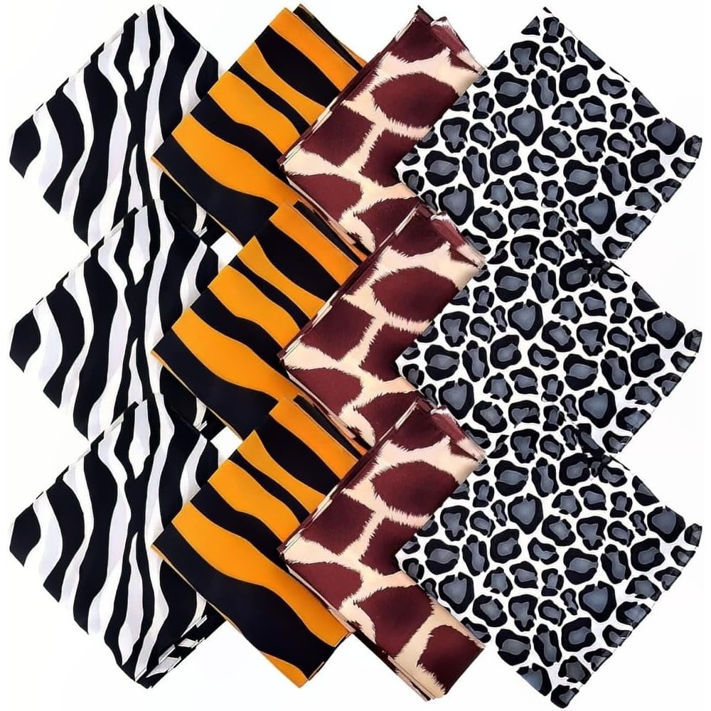 image:imageDozen Assorted Safari Animal Print Bandannas