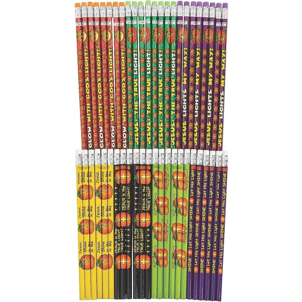 image:imageFun Express Christian Pumpkin Pencil Asst 48pc for Halloween Stationery Pencils Pencils Printed Halloween 48 Pieces