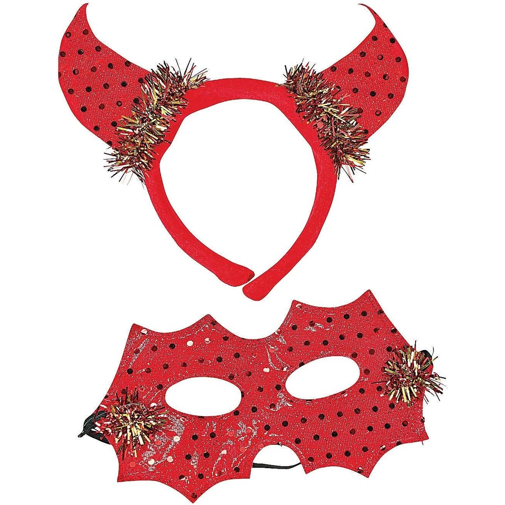 image:imageFun Express  Devil Headband Wmask 1set Dc for Halloween  Apparel Accessories  Costume Accessories  Costume Props  Halloween  6 Pieces