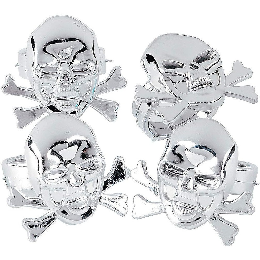 image:imageFun Express PewteRFinished Pirate Skull Rings 4dz for Halloween Jewelry Jewelry General Rings Halloween 48 Pieces