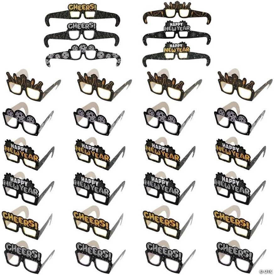 image:imageFun Express 5 34 x 5 New Years Eve Marquee Cardstock Novelty Glasses Assortment 24 Pieces