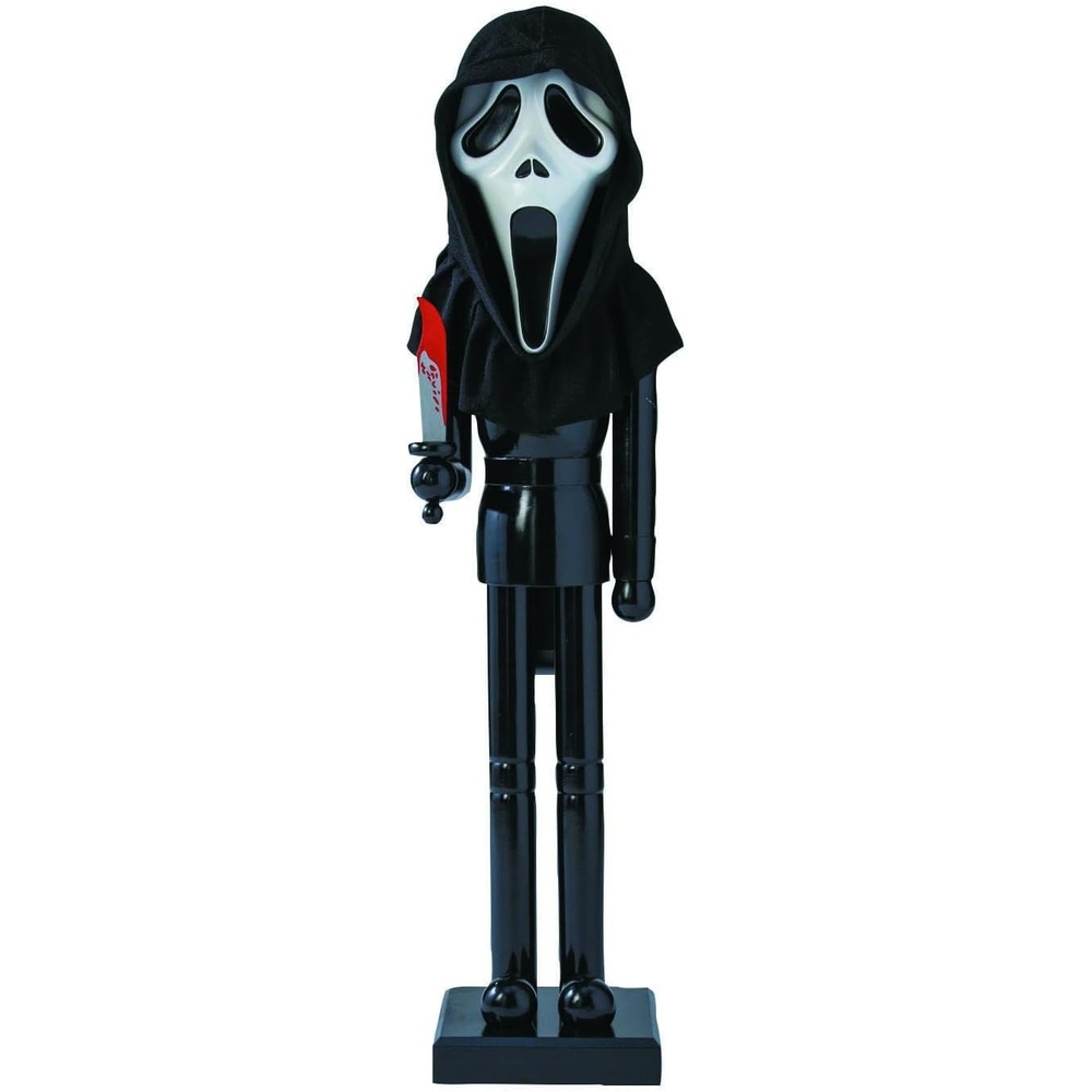 image:imageFun Express 5 Foot Ghost Face LifeSize Nutcracker Limited Edition Horror Collectible 60 Tall Wooden Statue with Fabric Robe amp Bloody Knife Official Halloween Movie Decor amp Haunted House Prop