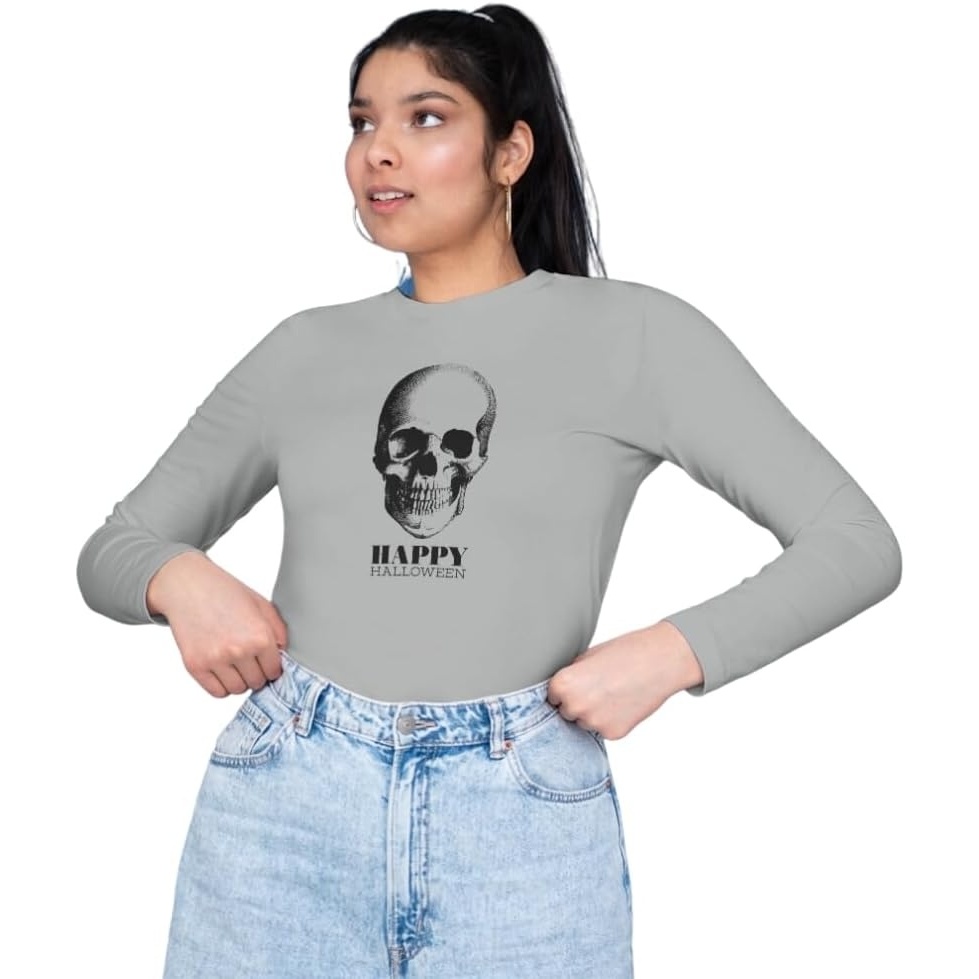 image:imageFun Express Halloween Skull Adults LongSleeve TShirt  Small  Apparel Accessories  1 Piece