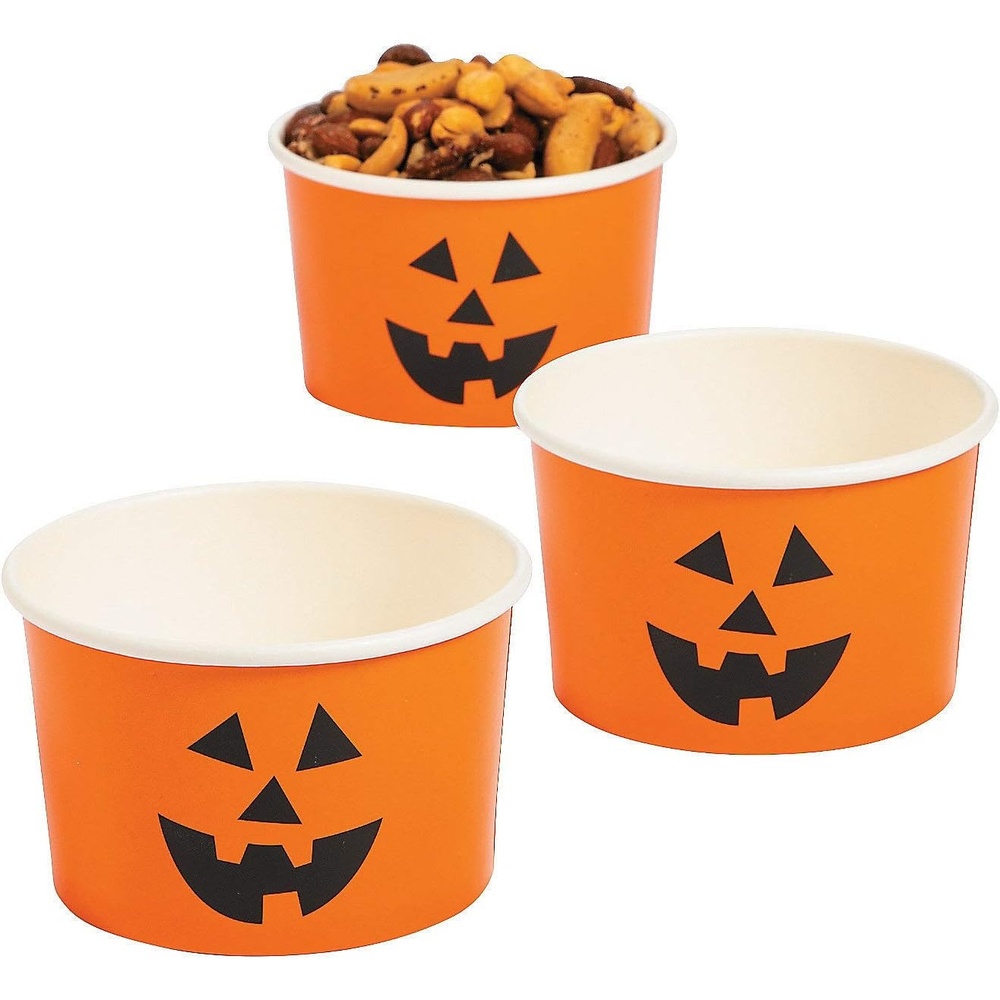 image:imageFun Express Jack O Lantern Pumpkin Snack Cups bulk set of 25 bowls Halloween Party Supplies