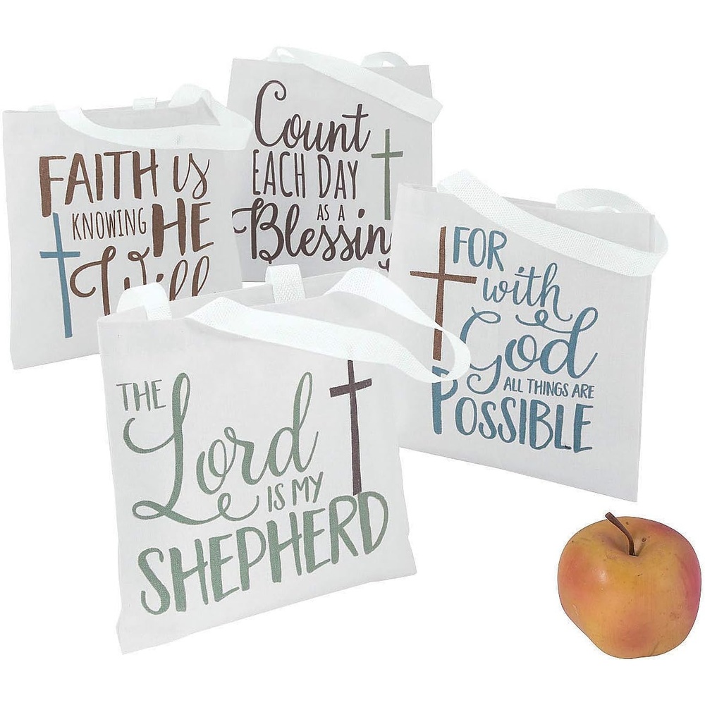 image:imageFun Express Small Religious Reusable Tote Bags set of 12 canvas totes