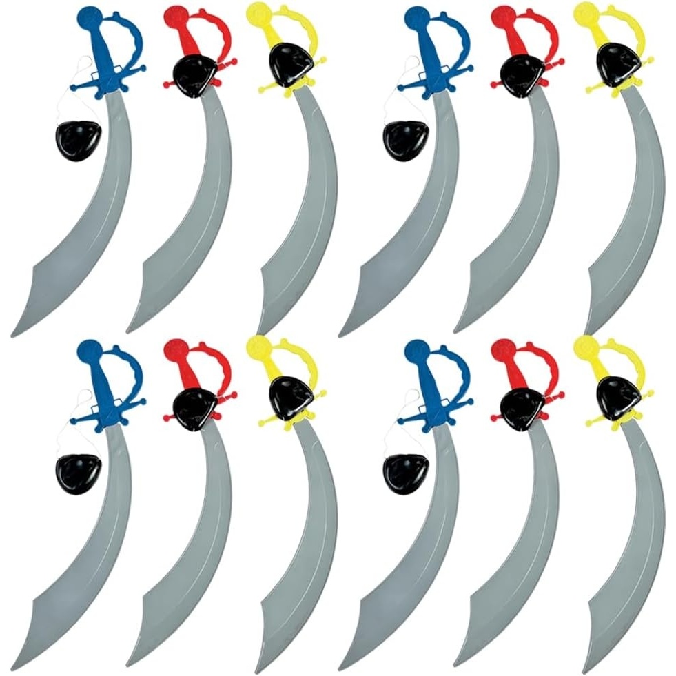 image:imagePirate Swords with Eye Patch Set of 12 Swords and 12 Patches Pirate Party Supplies and Halloween Costume