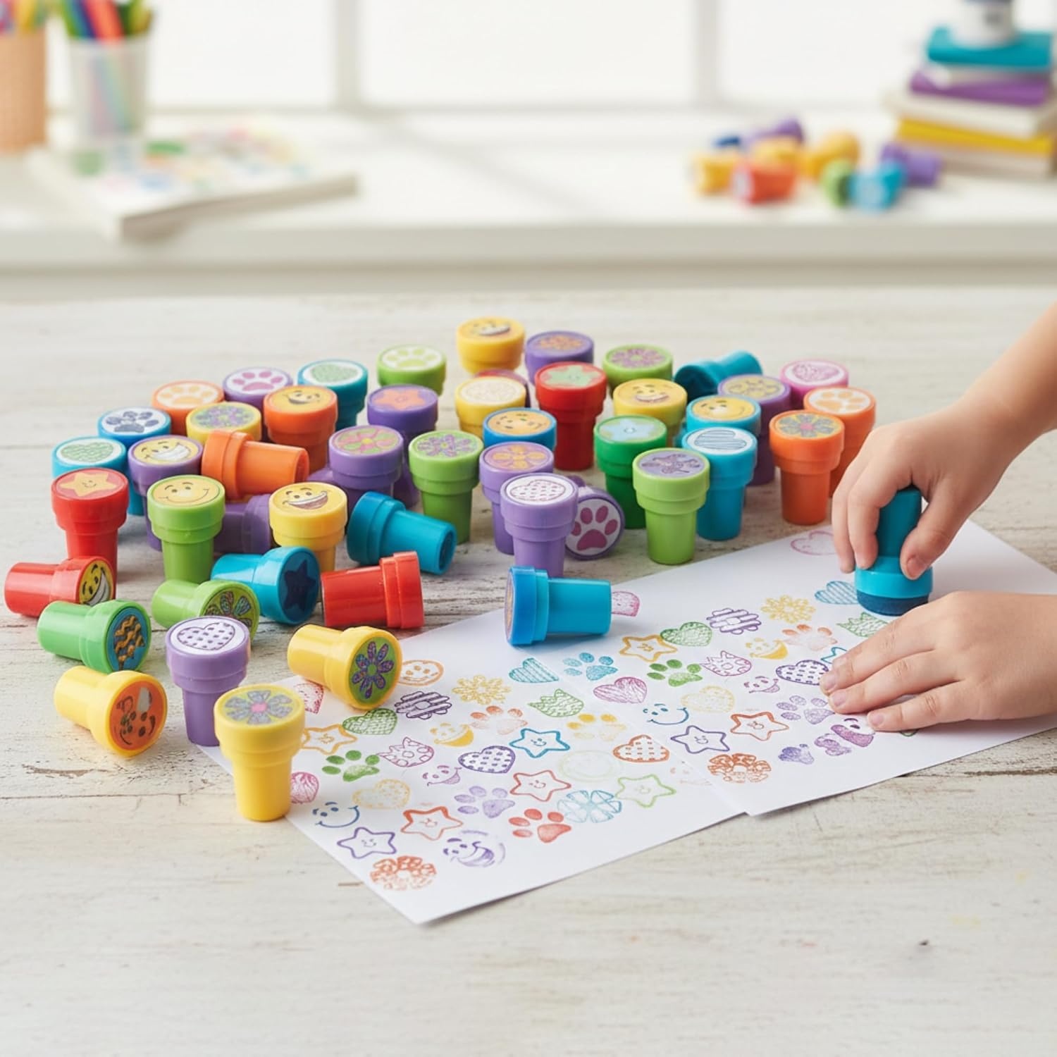 image:imageFun Express Super Mega Stamper Assortment 210 Pack Self Inking Stamps for Kids Party Favors Bulk Goodie Bag Stuffers amp Treasure Box Toys for Classroom Prizes Birthday Favors for Toddlers