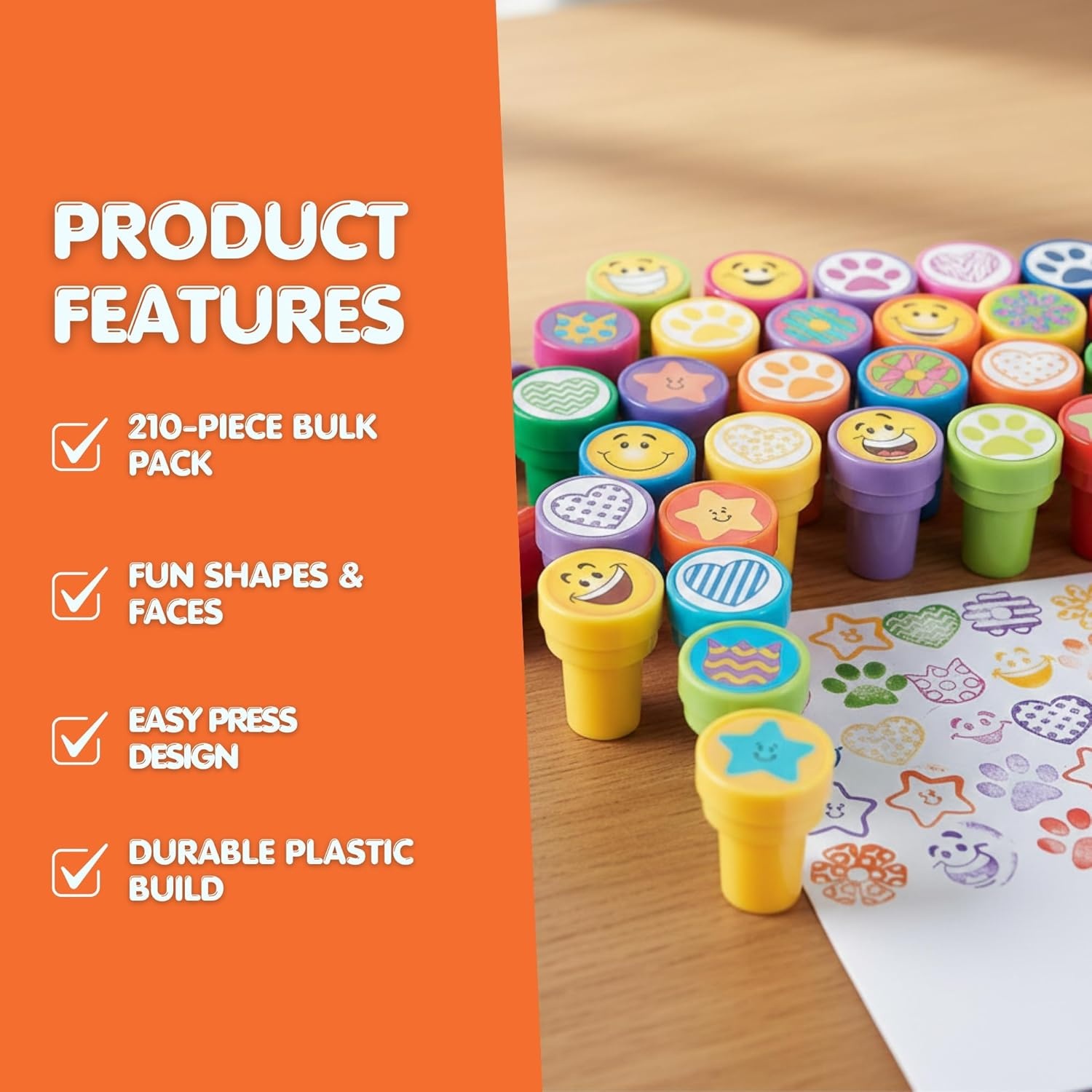 image:imageFun Express Super Mega Stamper Assortment 210 Pack Self Inking Stamps for Kids Party Favors Bulk Goodie Bag Stuffers amp Treasure Box Toys for Classroom Prizes Birthday Favors for Toddlers