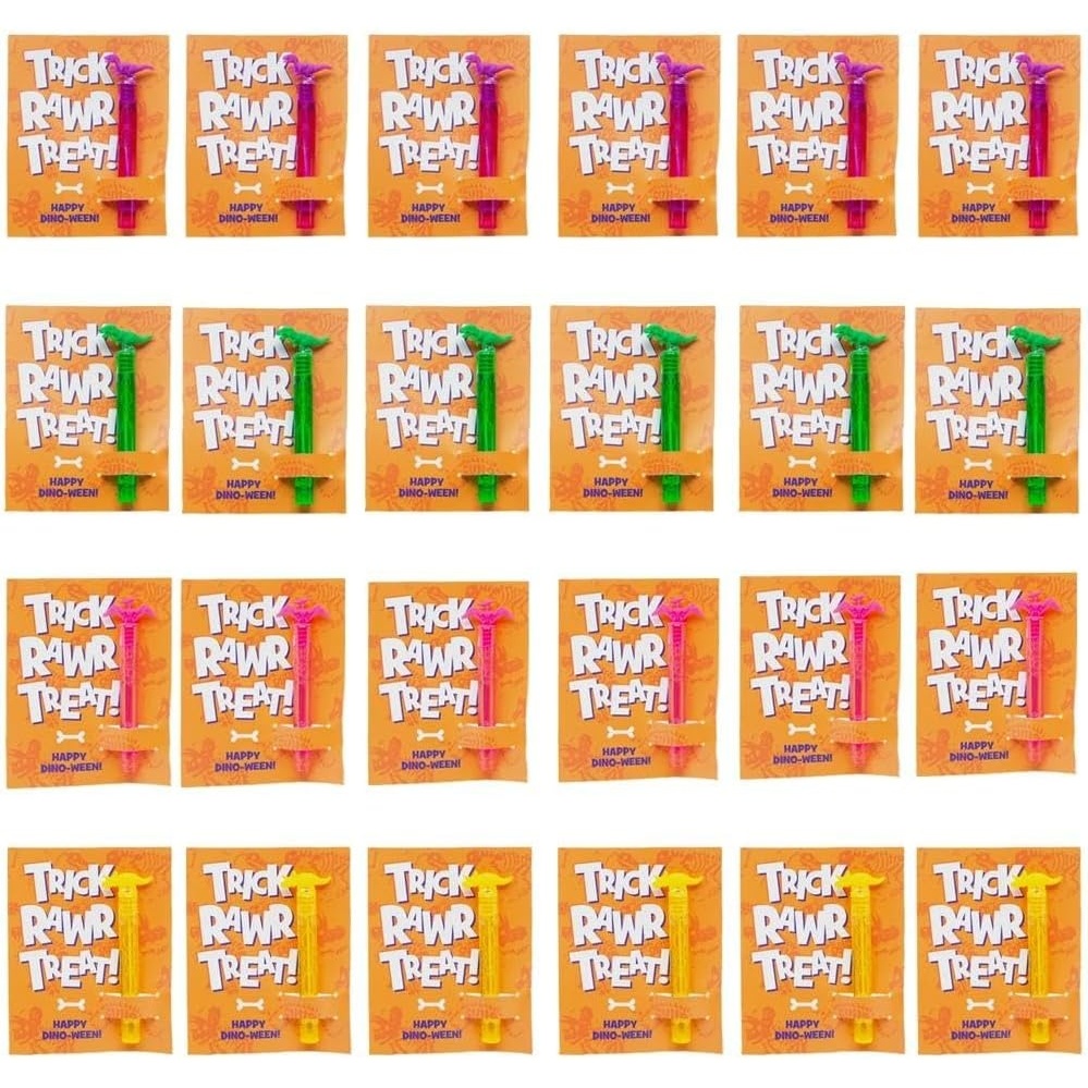 image:imageFun Express 4 14 Halloween Dinosaur Plastic Bubble Tubes with Trick Rawr Treat Card Handout for 24