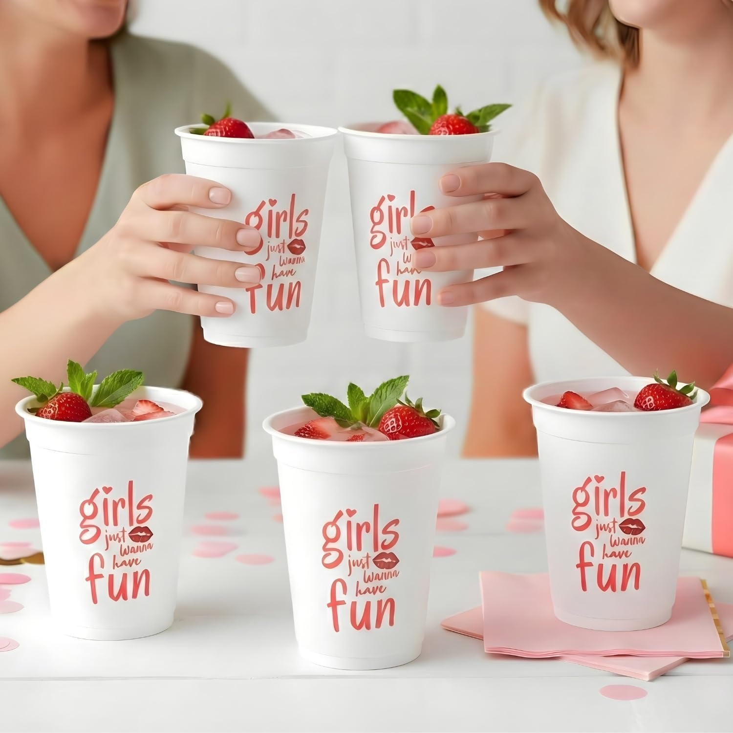 image:image4 14 16 oz Bulk 50 Count Girls Just Wanna Have Fun Reusable Plastic Cups