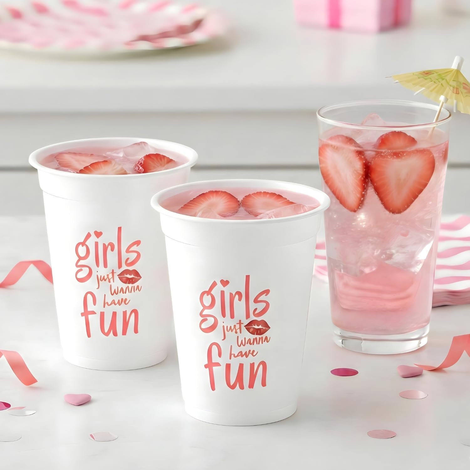 image:image4 14 16 oz Bulk 50 Count Girls Just Wanna Have Fun Reusable Plastic Cups