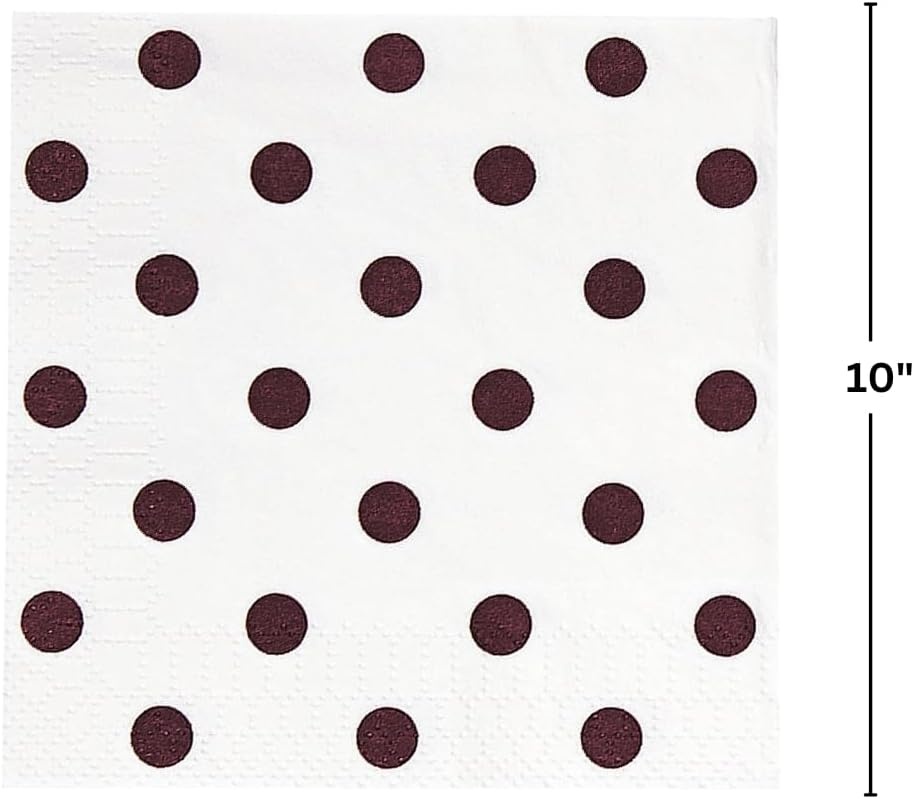 image:imageFun Express Chocolate Polka Dot Beverage Napkin Party Supplies Print Tableware Print Napkins 16 Pieces