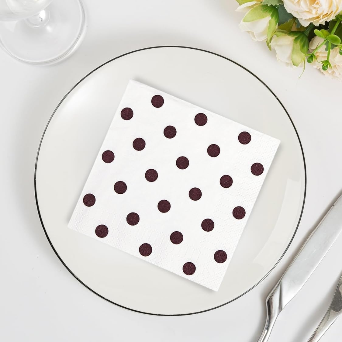 image:imageFun Express Chocolate Polka Dot Beverage Napkin Party Supplies Print Tableware Print Napkins 16 Pieces