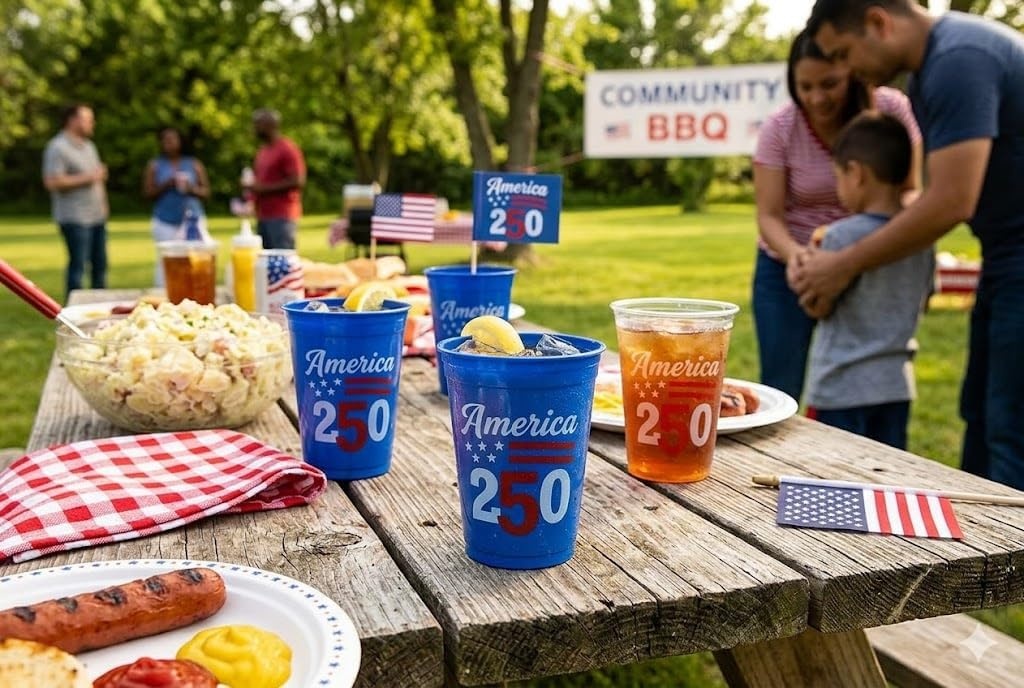 image:imageFun Express 16 oz 50 Count USA 250th Anniversary Red White and Blue USA Flag Design Premium Quality for 4th of July Party BBQ amp Summer Events
