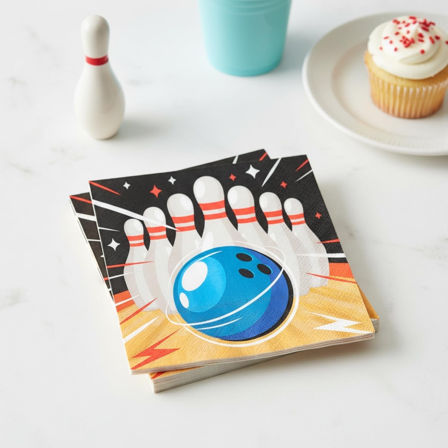 image:imageFun Express 6 12 Bowling Party Center Pin Strike Luncheon Napkins 16 Count