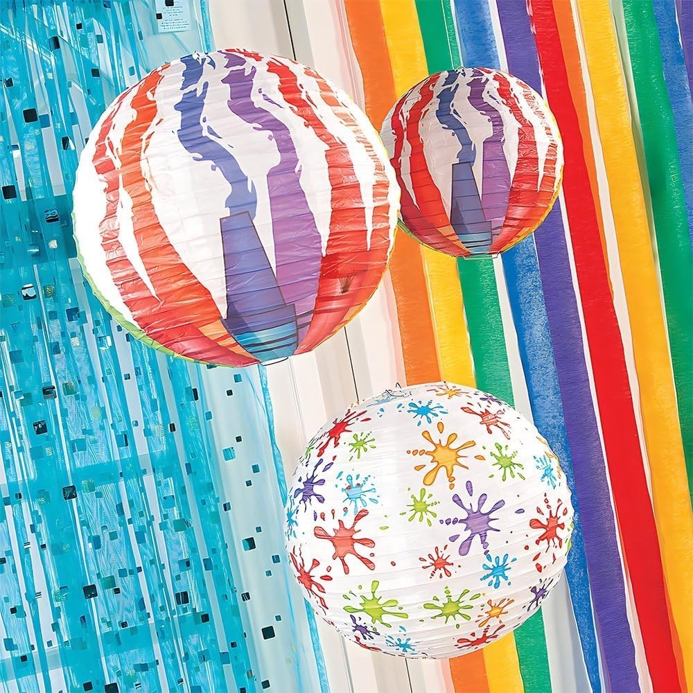 image:imageFun Express Art Pallet Hanging Paper Lanterns Assortment for Birthday Party Decor Hanging Decor Lanterns Birthday VBS Vacation Bible School SuppliesDecor 6 Pieces
