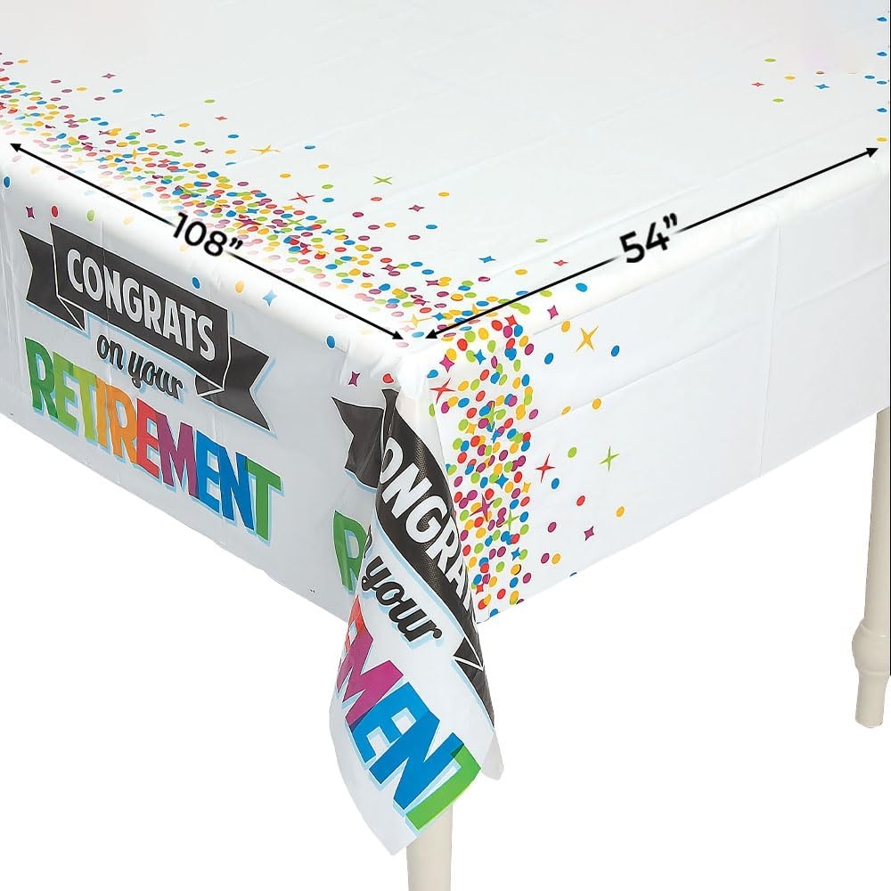 image:imageFun Express Congrats on Your Retirement Plastic Tablecloth Party Supplies 1 Piece108 x 54 Rectangular