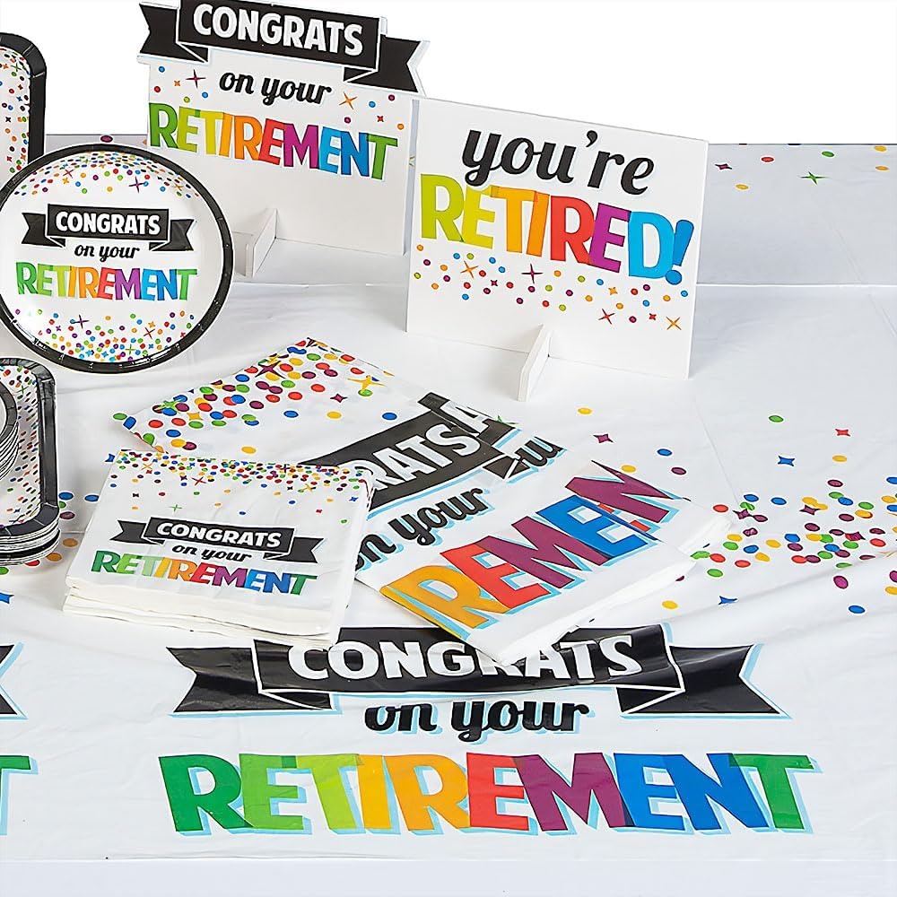 image:imageFun Express Congrats on Your Retirement Plastic Tablecloth Party Supplies 1 Piece108 x 54 Rectangular