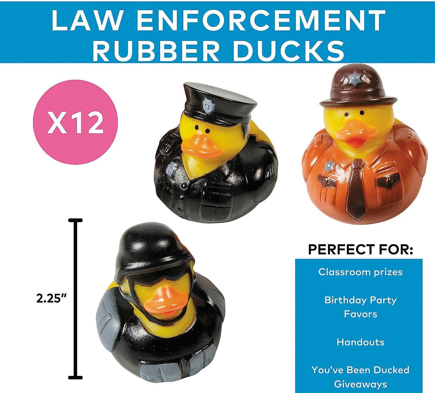 image:imageFun Express Law Enforcement Rubber Duckies Police Officer SWAT Team and State Troopers Birthday Party and Celebration Supplies 12 Pieces
