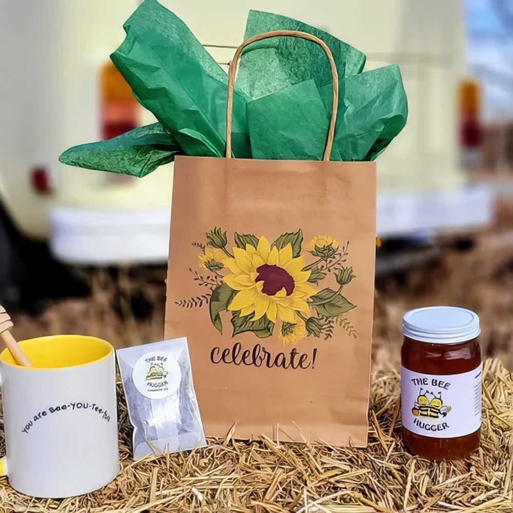 image:imageFun Express Medium Sunflower Kraft Paper Gift Bags Party Supplies 12 Pieces