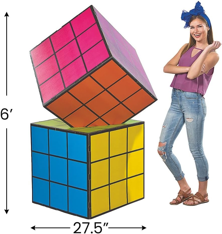 image:imageFun Express Party Favors Magic Cube Puzzle 3D Cardboard StandUp Decorations 2 Pack Large Gaming Birthday Party Supplies for Kids Teens Adults Brain Teaser Table Centerpiece Photo Backdrop