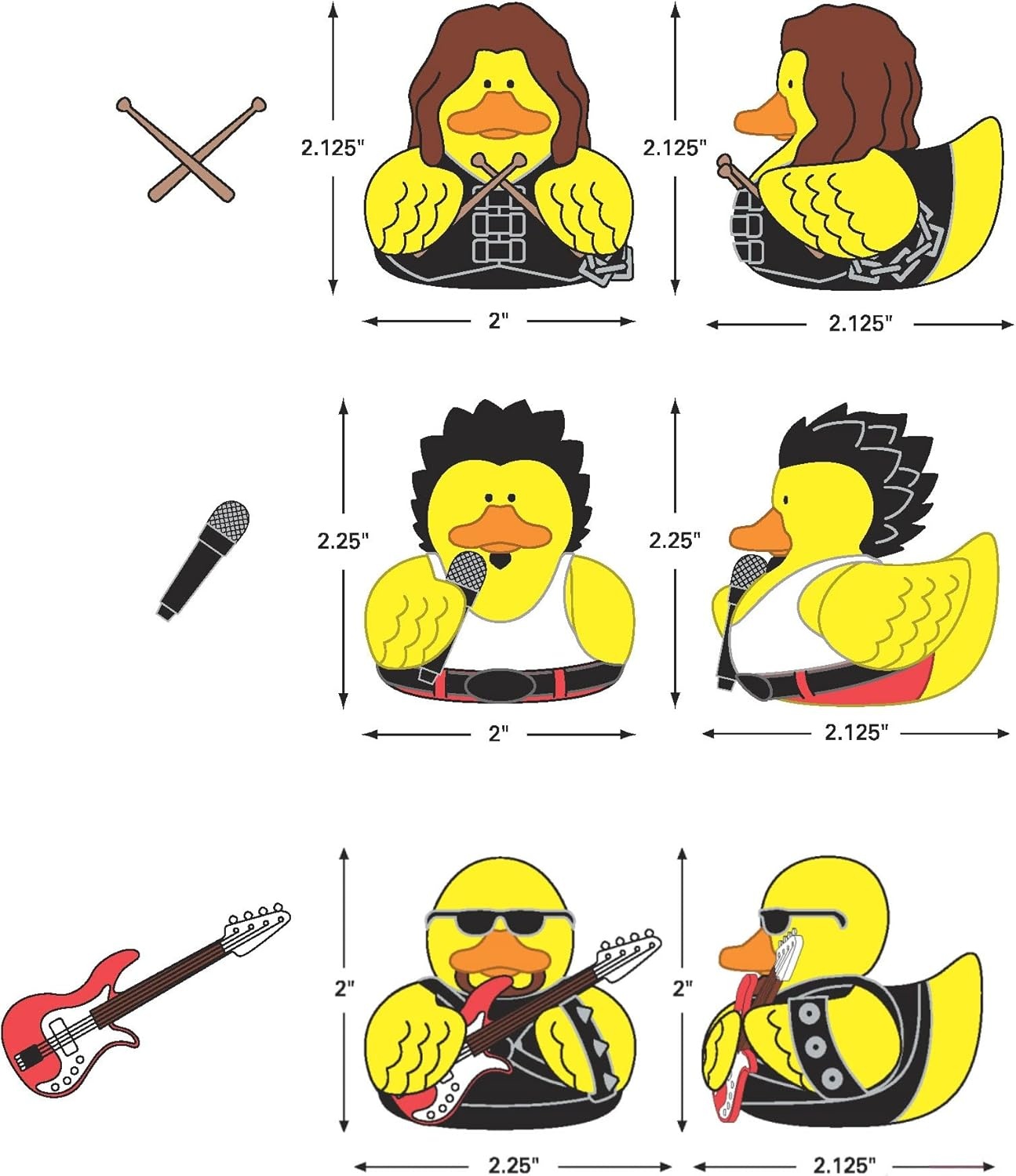 image:imageRockstar Rubber Ducks Assorted Styles 12 Pieces Birthdays Grand Events Party Favors Table Decorations Treasure Chest Supplies Rock Stars