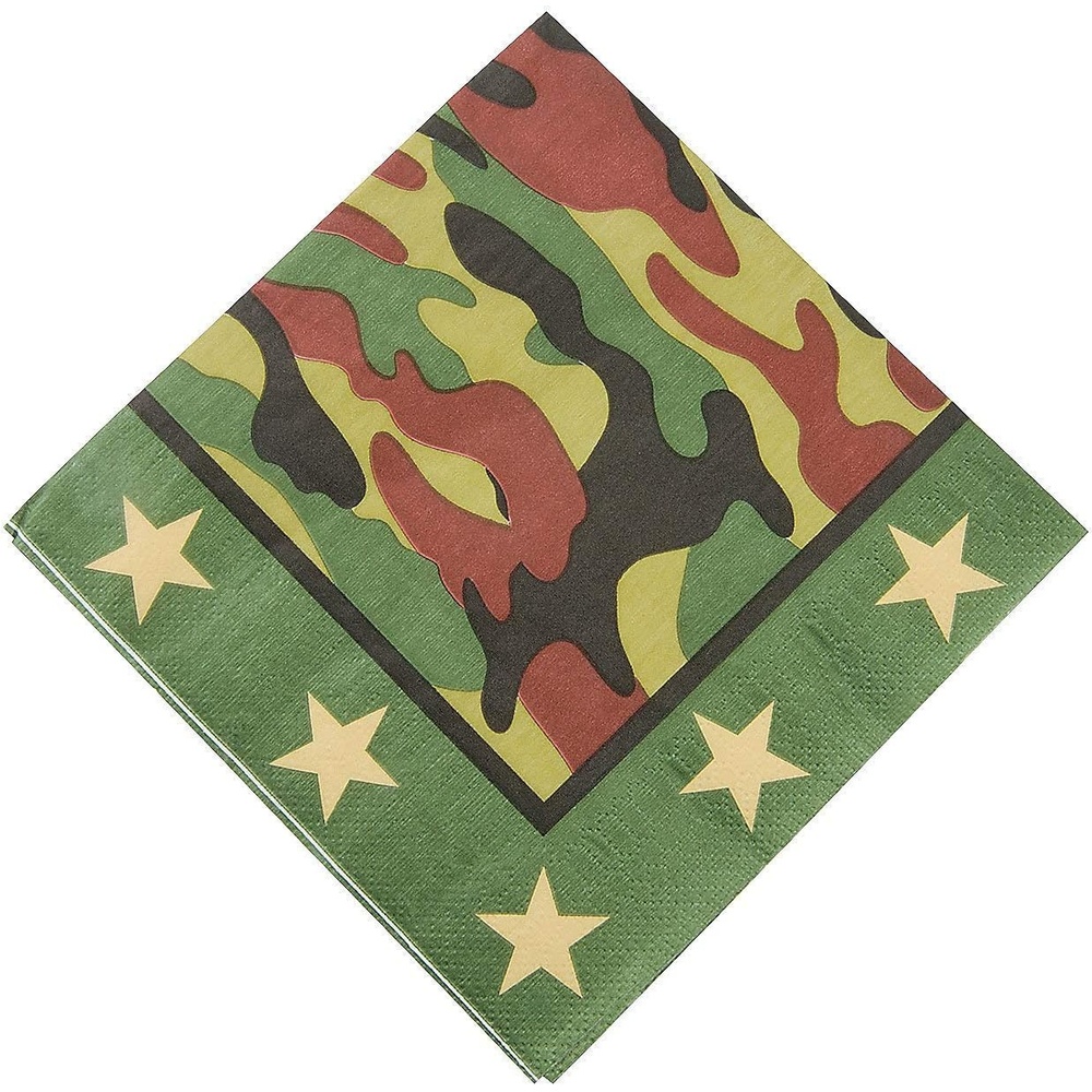 image:imageFun Express Armycamo Lunch Napkins for Birthday Party Supplies Print Tableware Print Napkins Birthday 16 Pieces